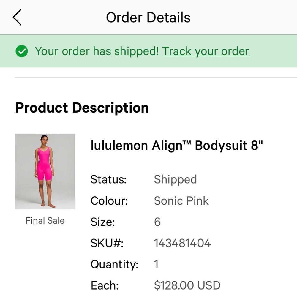 Lululemon align bodysuit 8’ size 6